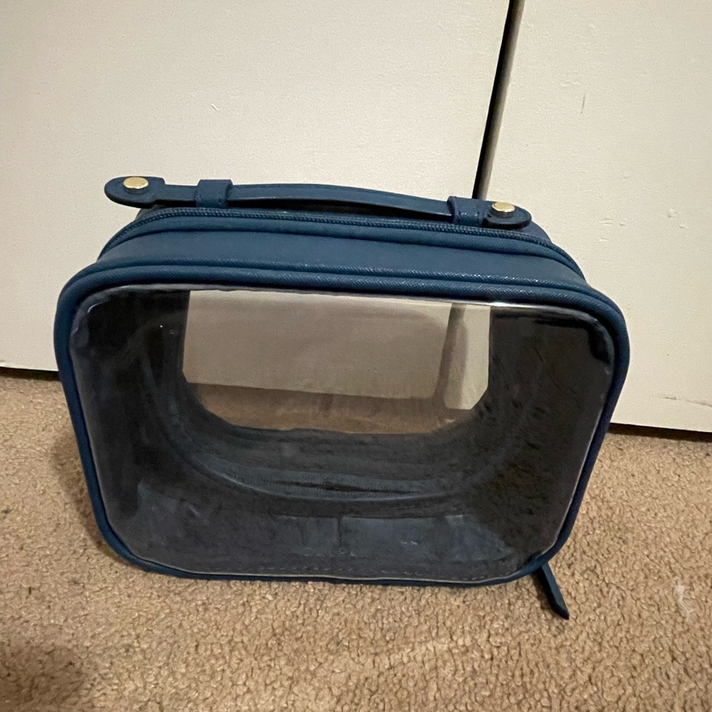 Calpak Blue Small Clear Cosmetics Bag